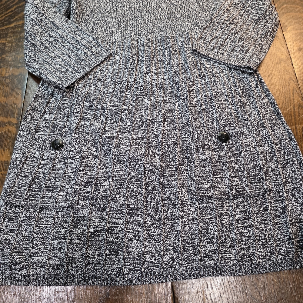 Style & Co variegated black and white marbled 3/4 sleeve knit sweater dress - Picture 4 of 8